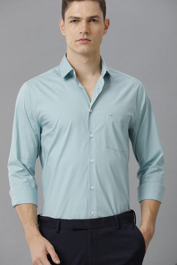 Formal Solid Teal Blue Shirt