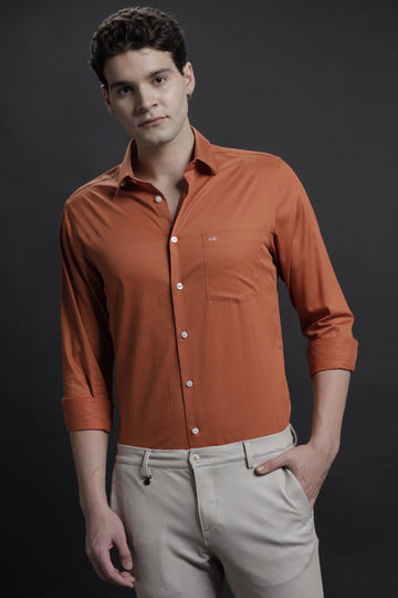 Ditsy Orange Casual Cotton Shirt