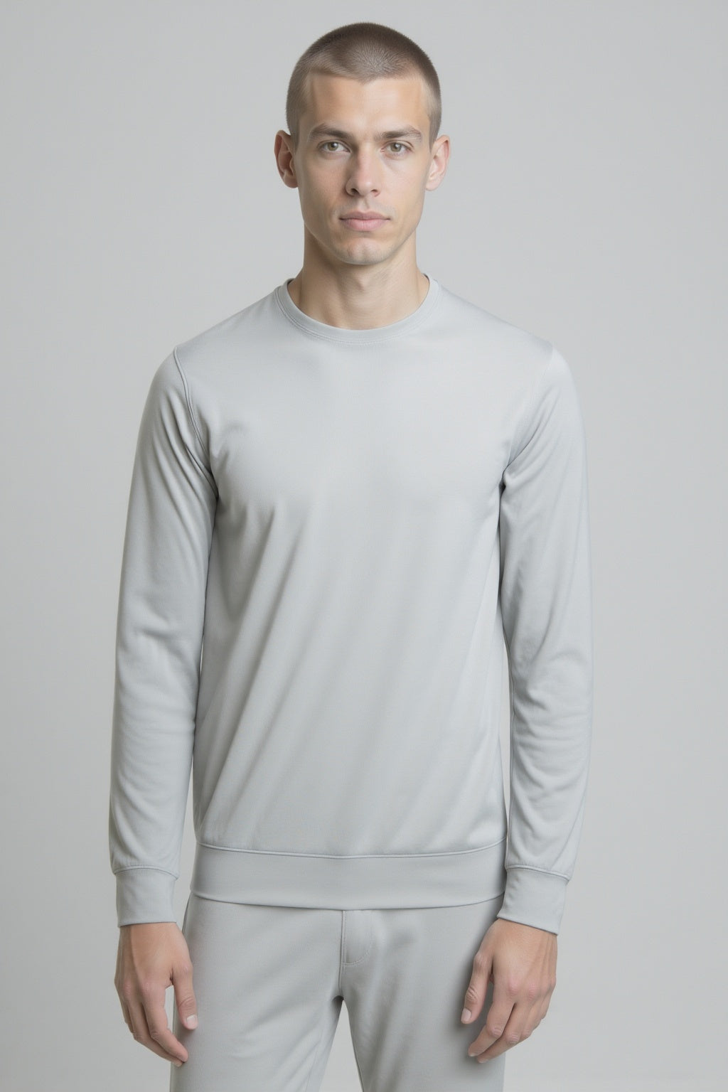 Mist grey fleece full sleeve sweatshirt