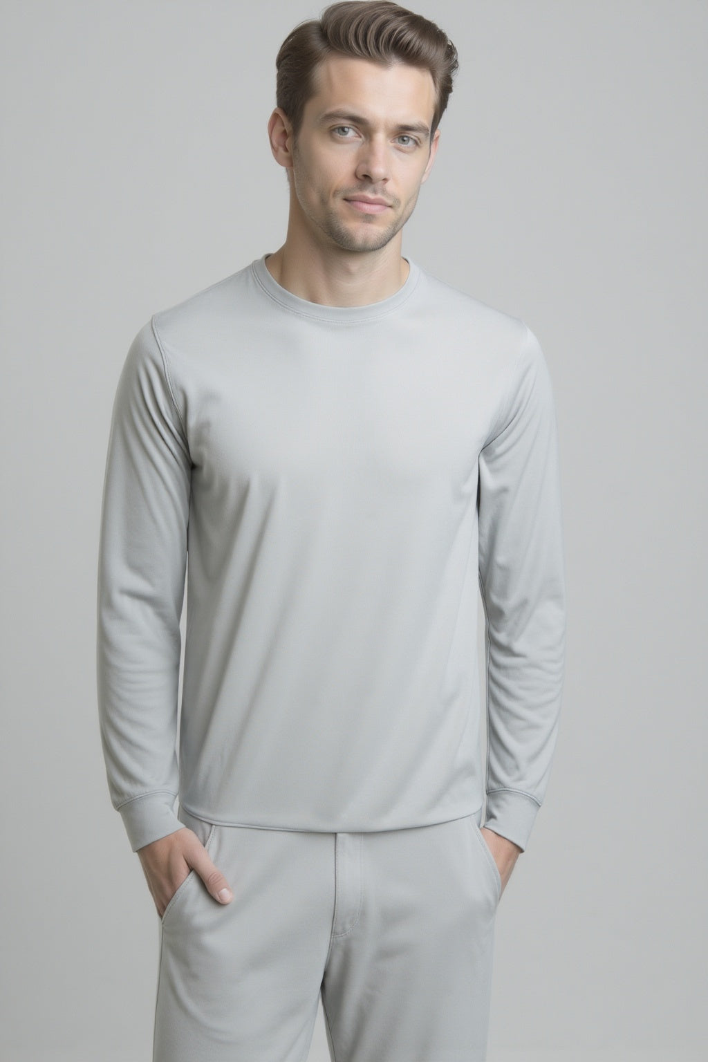 Mist grey fleece full sleeve sweatshirt