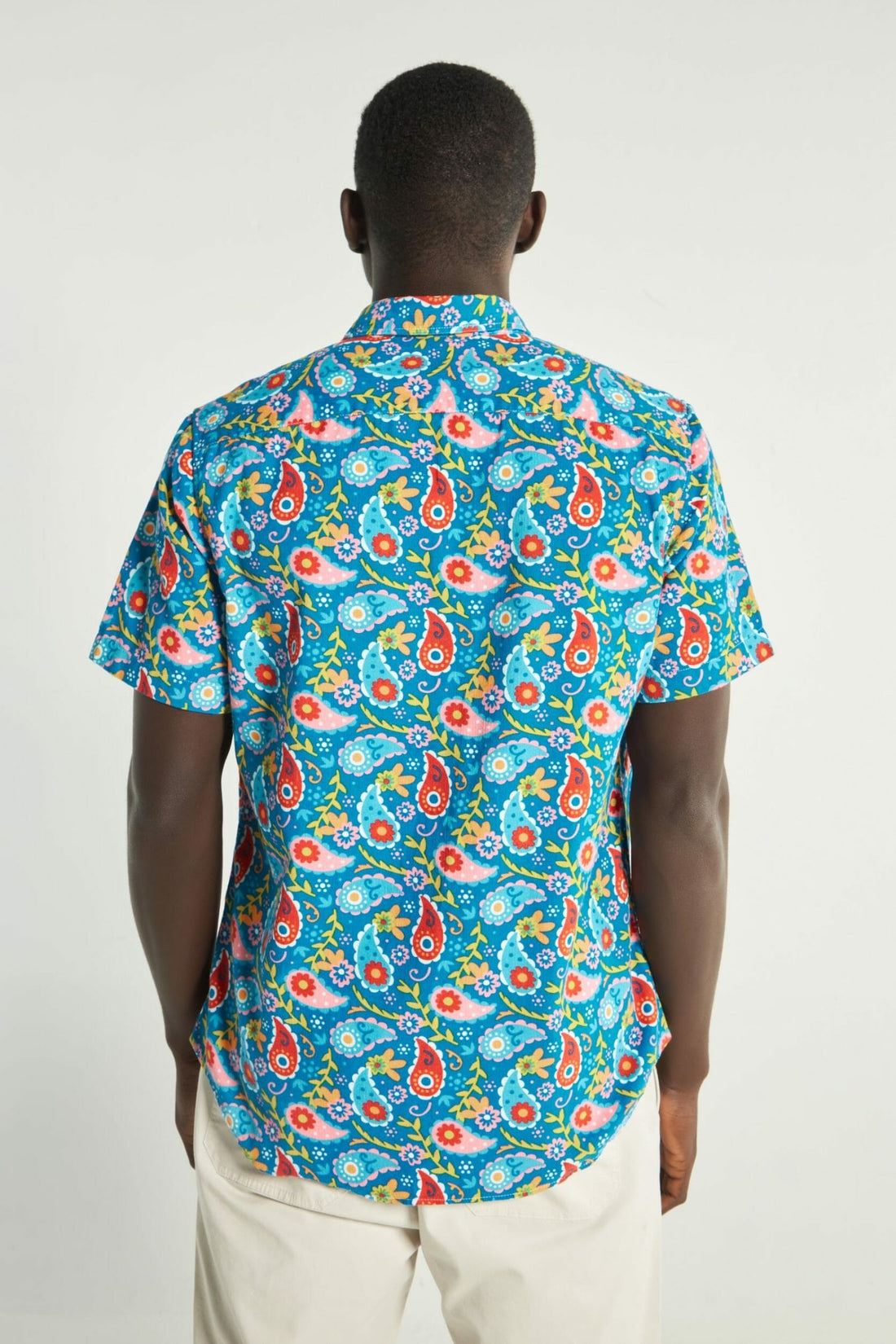 Blue Paisley Print Short Sleeve Shirt