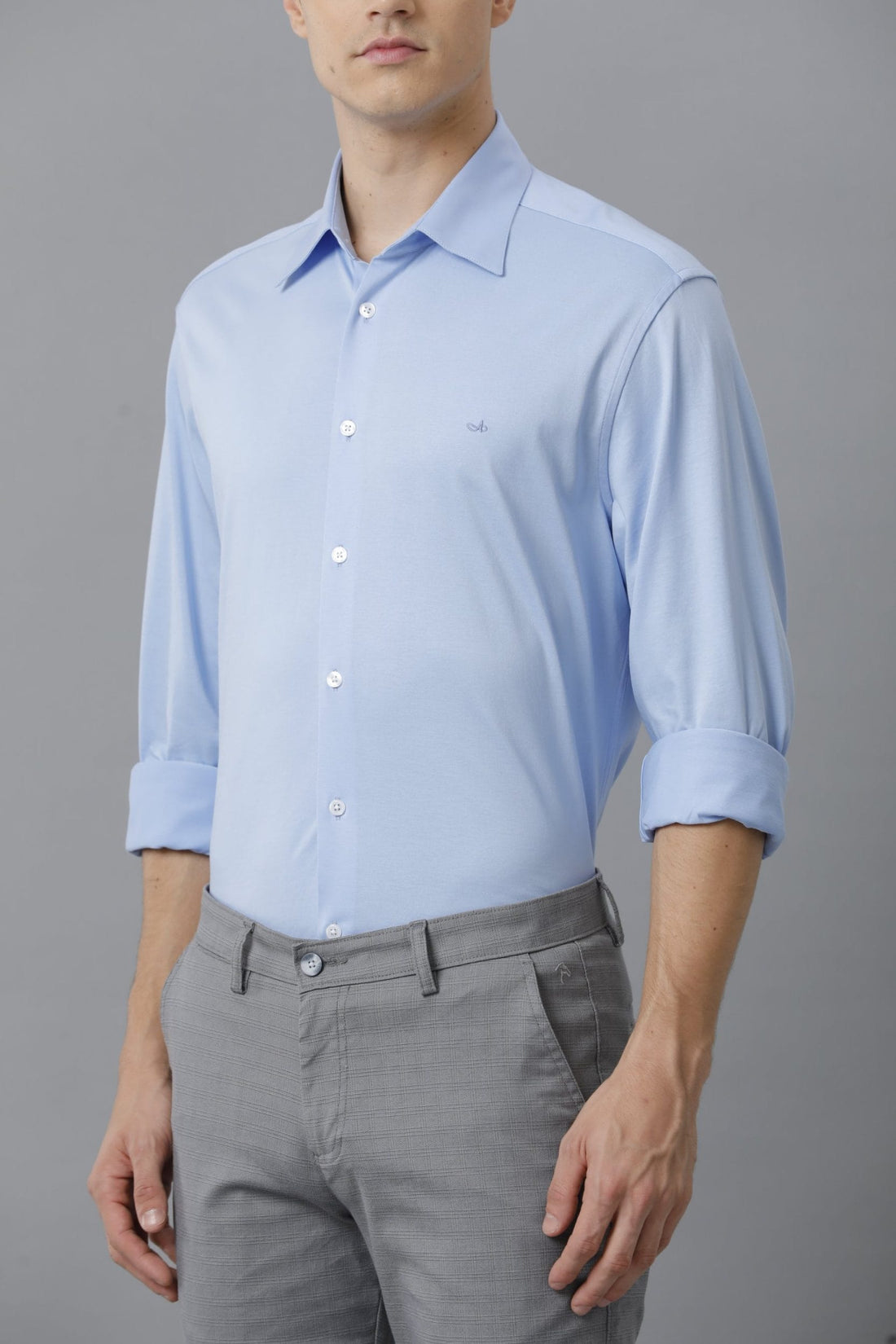 Knitted Cotton Casual Cashmere Blue Shirt