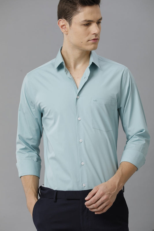 Formal Solid Teal Blue Shirt