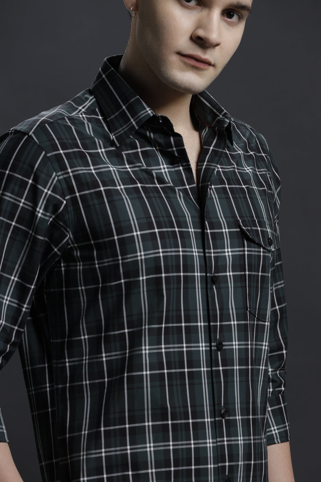 Checked Green/White Casual Cotton Shirt