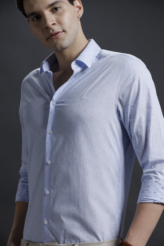 Vertical Stripes Blue/White Formal Cotton Shirt