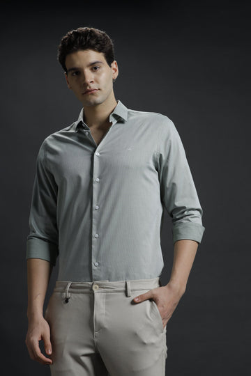 Textured Green Formal Cotton Shirt