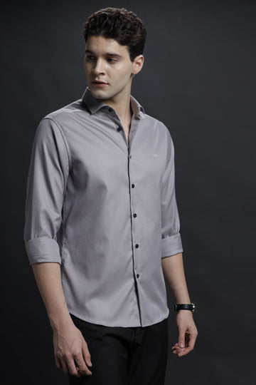 Textured Grey Formal Cotton Shirt