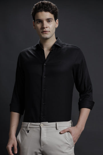 Textured Premium Black Cotton Shirt