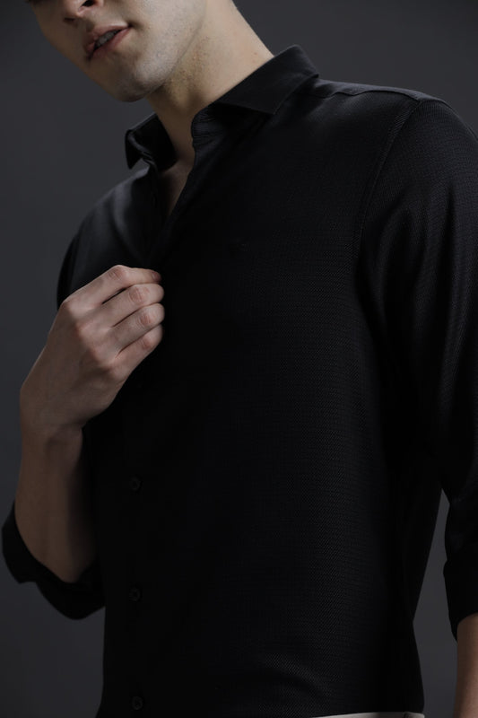 Textured Premium Black Cotton Shirt