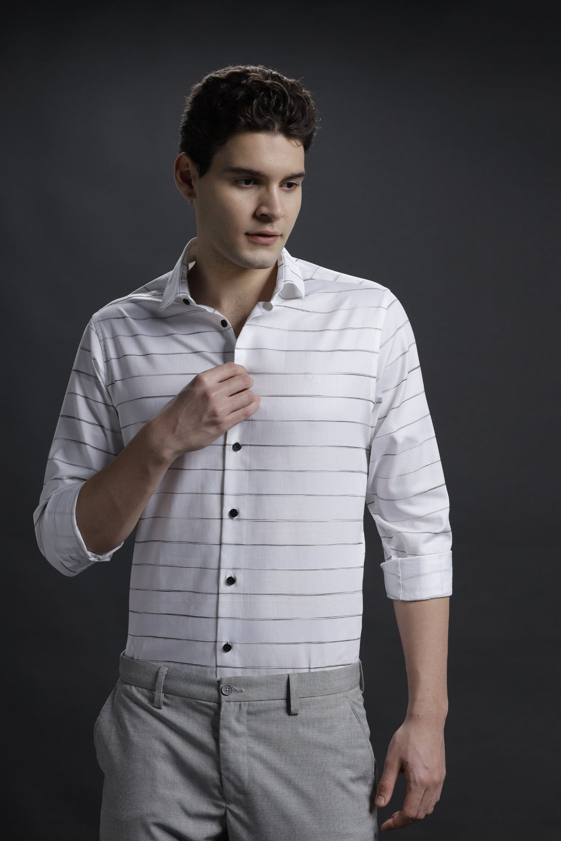 Casual Cotton White Striped Shirt