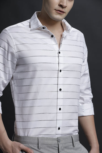 Casual Cotton White Striped Shirt