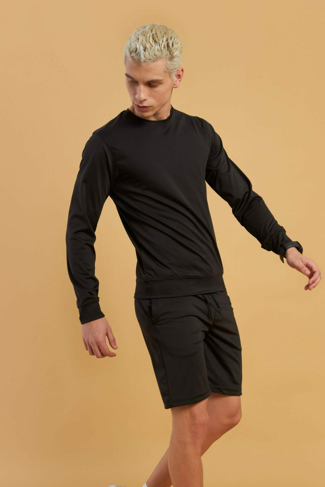 Jet Black Butter Lycra Long Sleeve Sweatshirt &amp; Shorts Combo