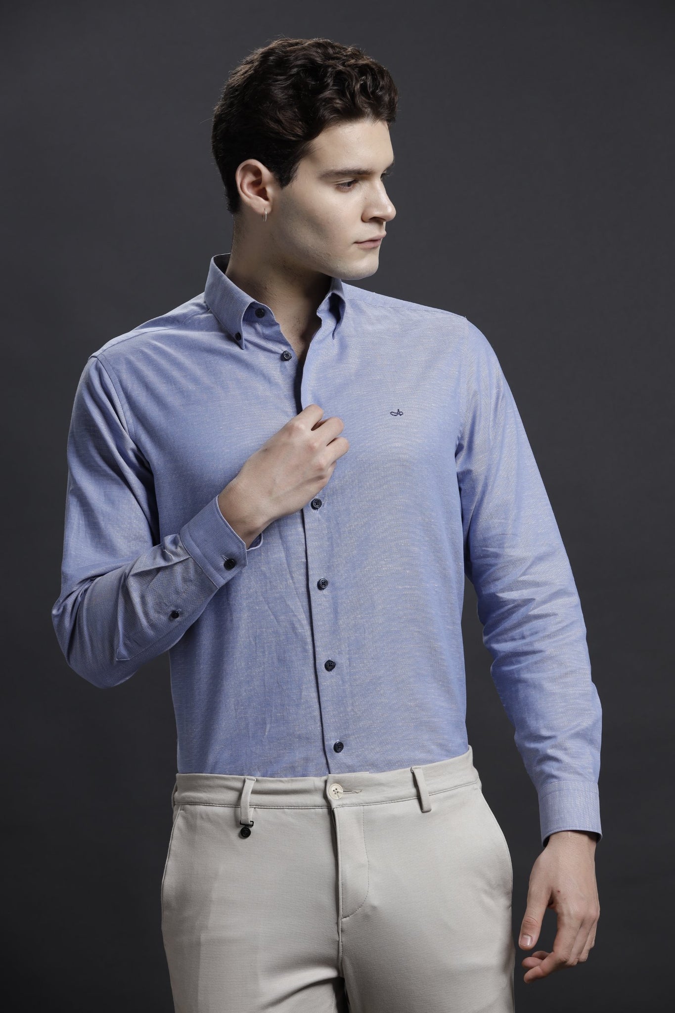 Solid Light Blue Formal Linen Shirt