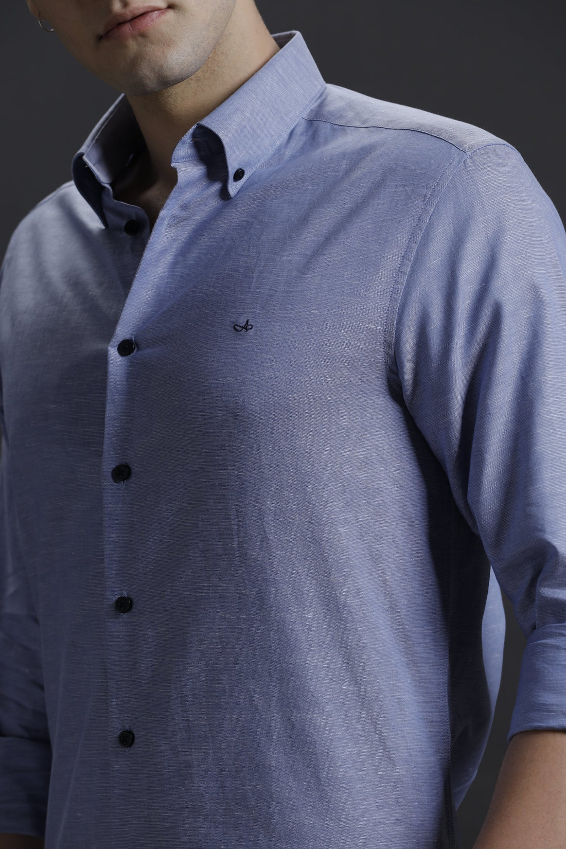 Solid Light Blue Formal Linen Shirt