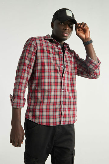 Marron Checks Full Sleeve Shirt