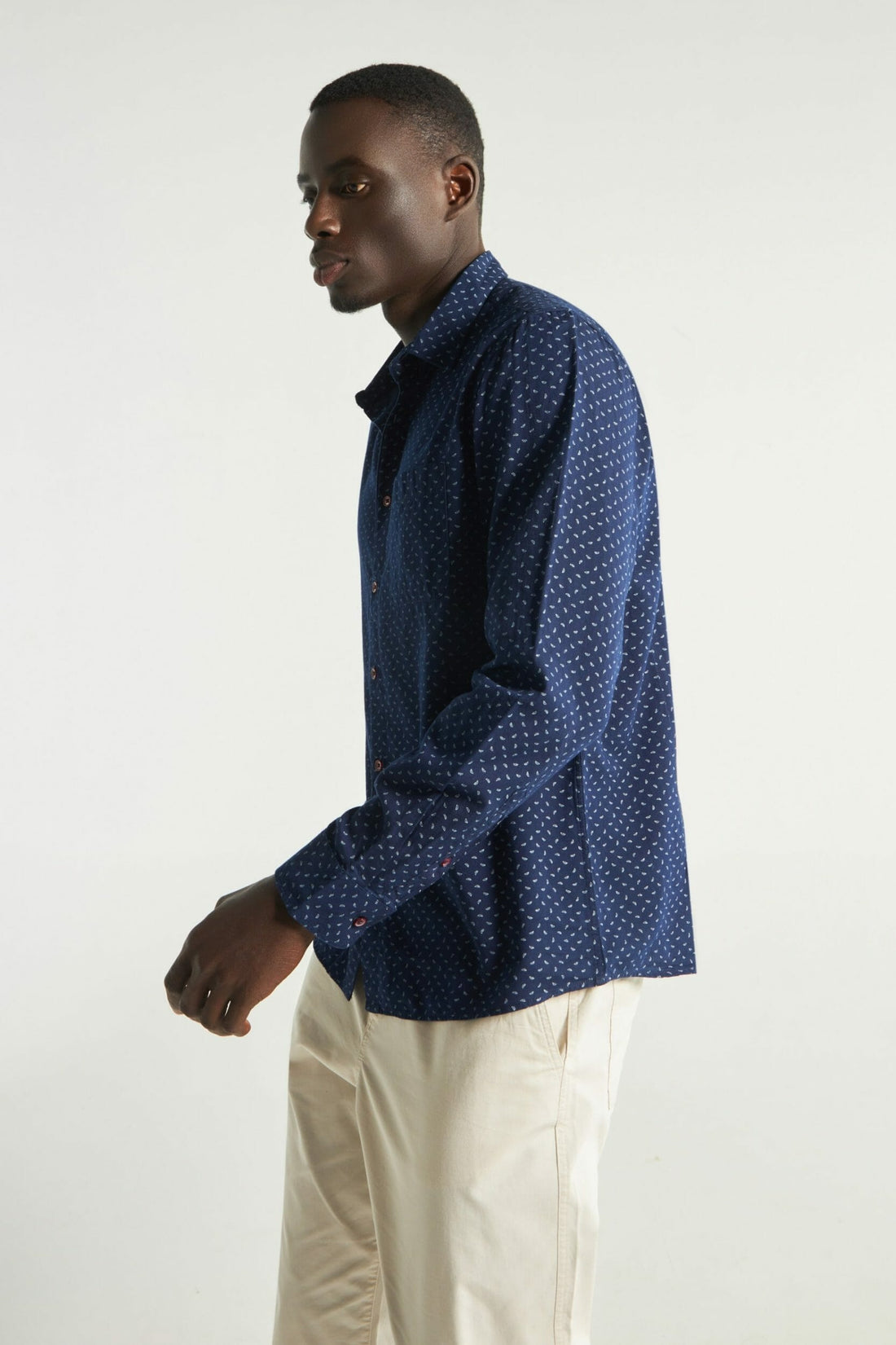 Navy Seed Print Full Sleeve Shirt