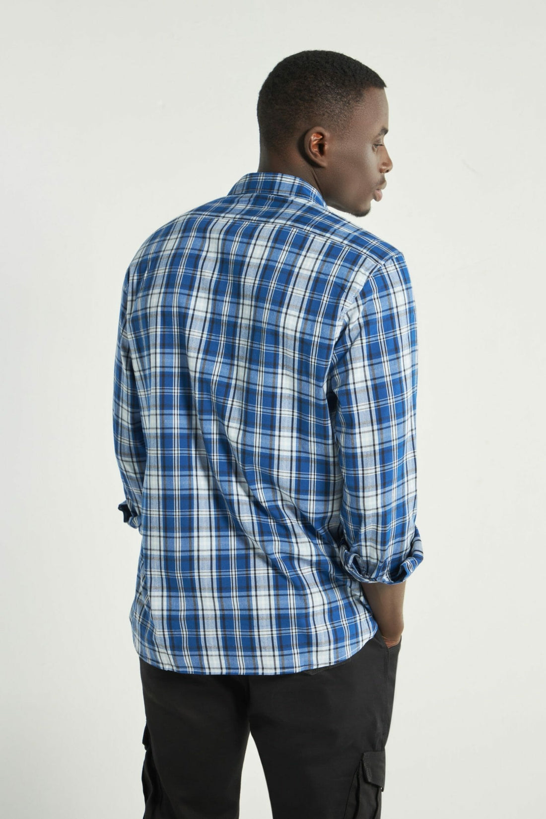 Navy White Checks Full Sleeve Shirt