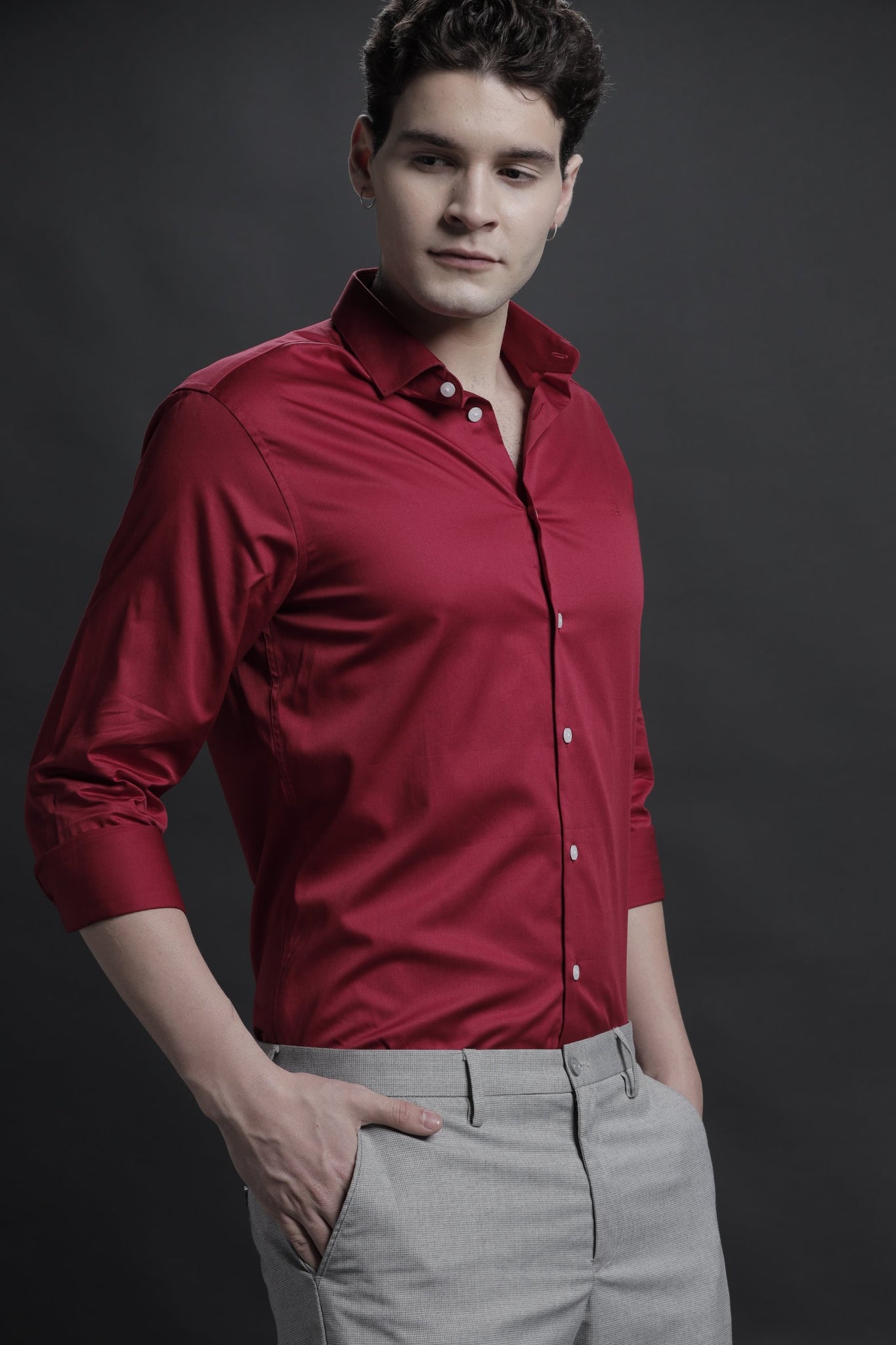 Solid Red Cotton Shirt