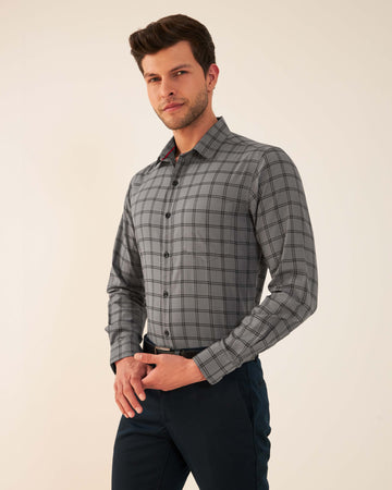 Stone Grey Checkered Shirt