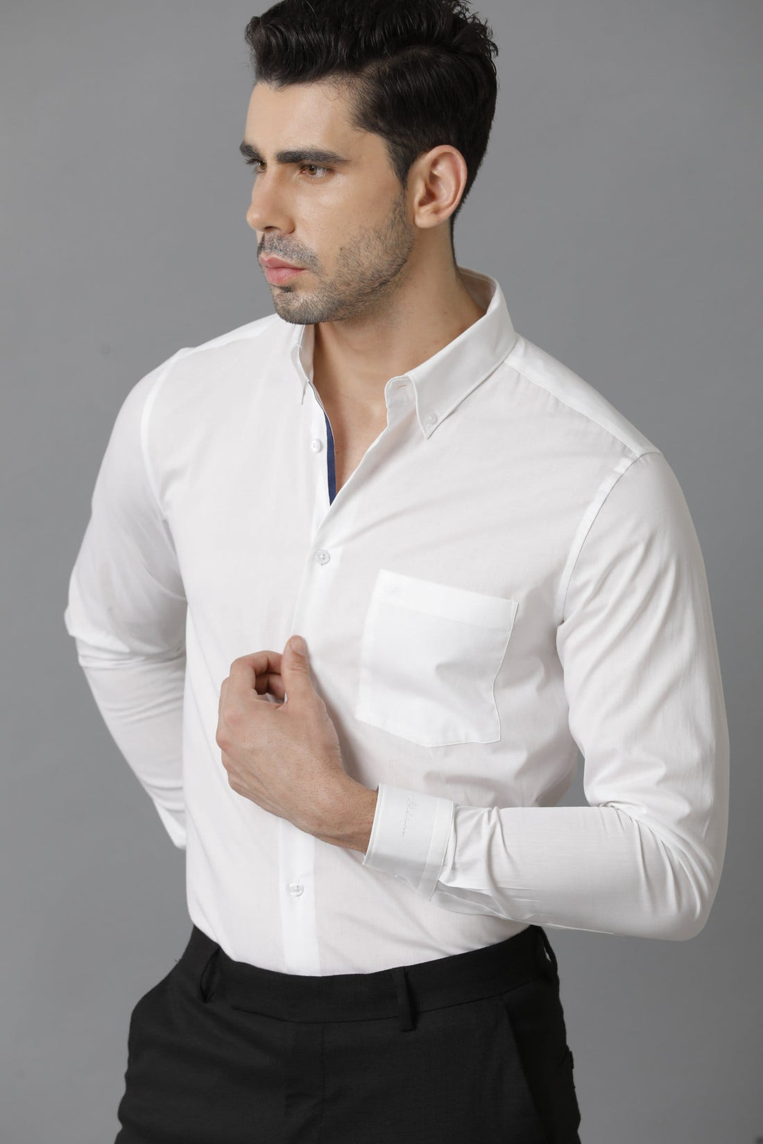 Plain Cotton Long Sleeve Formal White Shirt