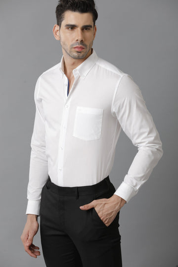 Plain Cotton Long Sleeve Formal White Shirt